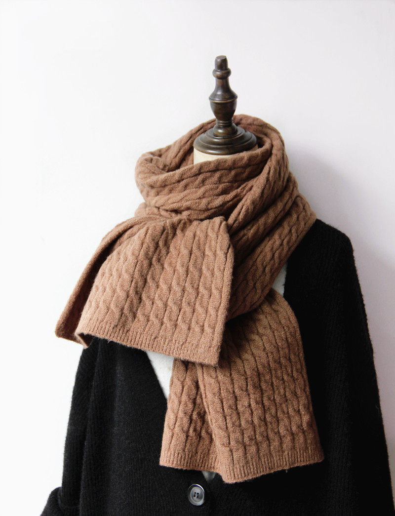 2025 Winter Korean Dongdaemun Knitted Wool Twist Scarf Solid Color ...