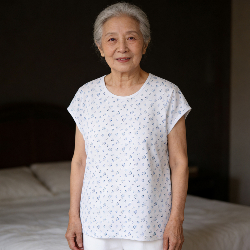 Middle-Aged and Elderly Women's Vest Underwear with Sleeves, Pure Cotton Short-Sleeved T-Shirt, 2026 New Style, Old Man's Shirt, Vest for Women, Summer