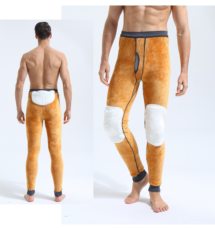 Đàn ông và phụ nữ quần ấm miếng đệm đầu gối eo quần nhiệt của phụ nữ sốt sợi cao eo trung và tuổi già quần cotton cao co giãn thêm dày legging nam