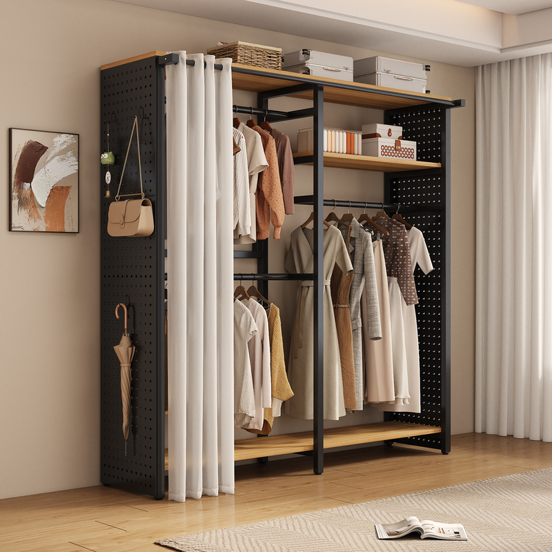 Dust-Proof Floor-Standing Multifunctional Combination Coat Rack for Home Use, Bedroom Pegboard Corner Clothes Rack, Storage Rack, Storage Cabinet