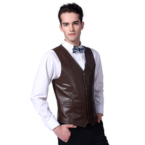 Mens dermis waistcoat in old leather waistcoat Shoulder Suits Business Casual Jacket Youth Sashimi Vest Mens Clothing