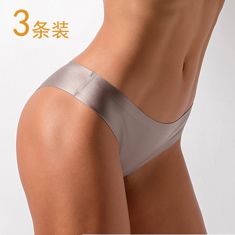 3-Pack European and American Style Ice Silk Seamless Invisible Half-Coverage Triangle Panties Sexy Thong Women's Sports T-Back Panties