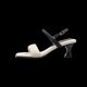 French genuine leather niche white square toe simple mid-heeled shoes 2025 thin heel one-word strap sandals for women summer