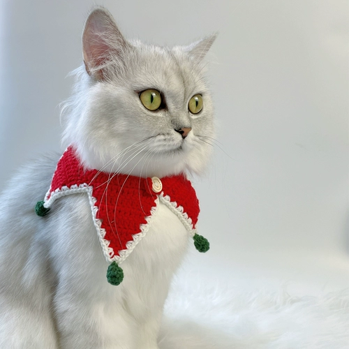 Шарф, трикотажный аксессуар ручной работы, чокер, колокольчик, слюнявчик, нагрудник, кот, домашний питомец, делается под заказ