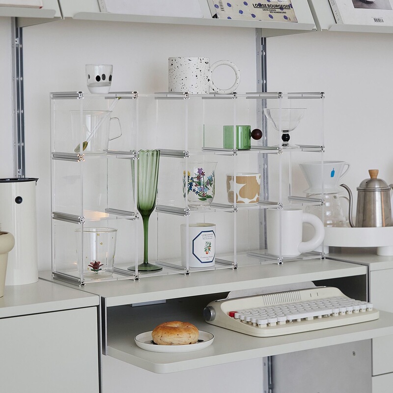 DIY LAOSHU Transparent Acrylic Cup Holder Floating Bar Tabletop Water Cup Storage Rack Figurine Storage Display Stand