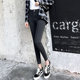 Smoke gray Internet celebrity eight-point jeans for women high-waisted spring student tight feet 150cm petite nine-point pants