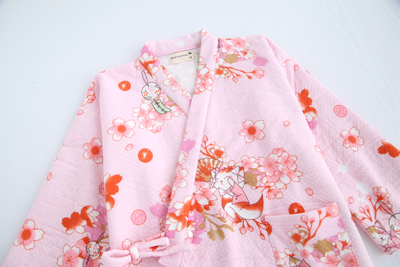 Bộ đồ ngủ mới của phụ nữ cotton đơn áo choàng tắm mùa thu và mùa đông áo ấm dài lỏng áo choàng cotton giản dị áo choàng ngủ nam nữ