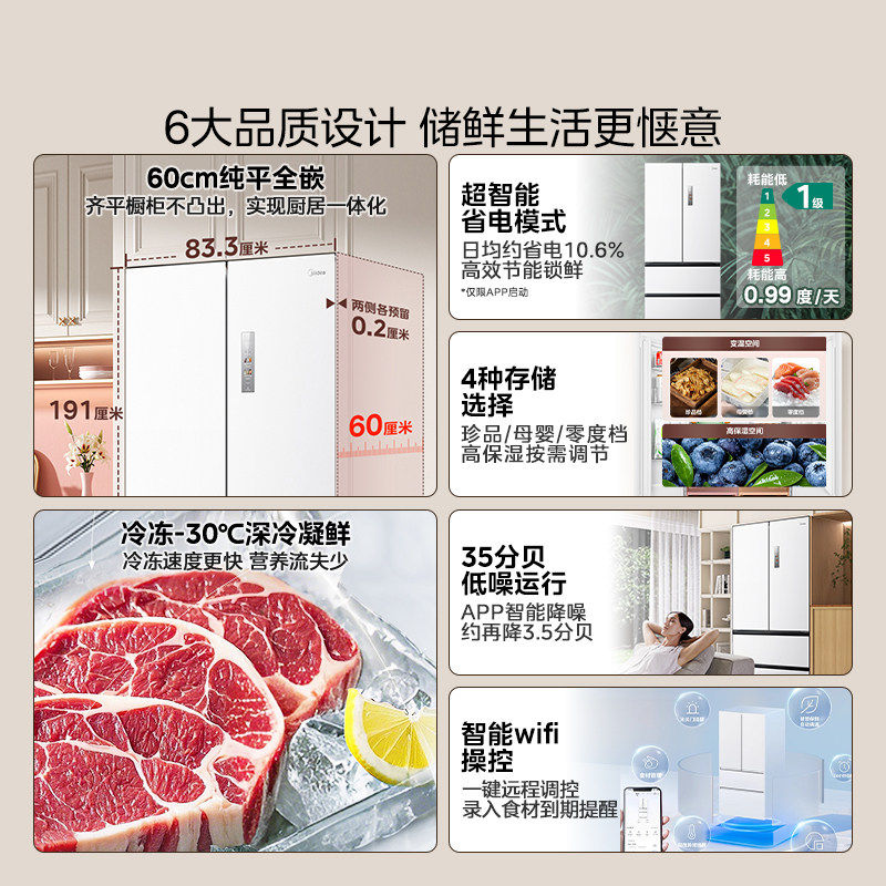 美的BCD-520WUFPZM(E)冰箱图片