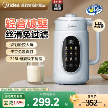 Midea Soy Milk Maker, Blender, Small Household Automatic Multifunctional Quiet Food Processor and Juicer, Official Genuine New Product