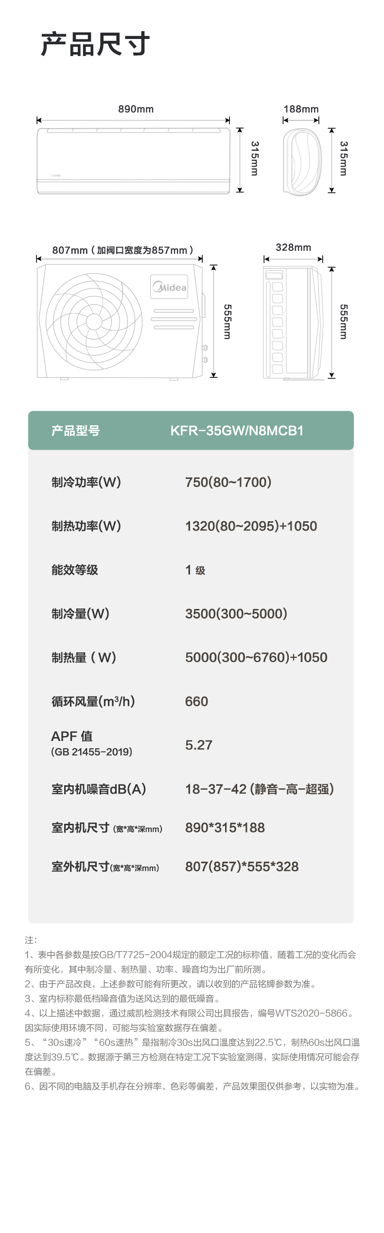 美的 大1.5匹 新一级能效 变频挂机 能效比5.27 图12
