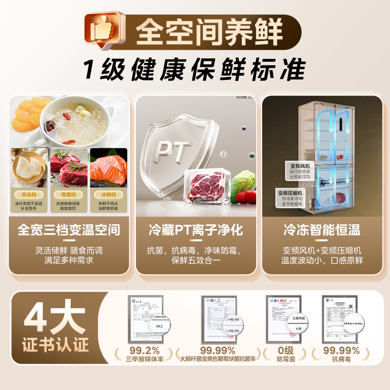 Midea 418 Zero-Embedded Ultra-Thin French-Style Double-Door Four-Door Refrigerator for Home Use in Small Apartments, First-Class Energy Efficiency, Air-Cooled and Frost-Free