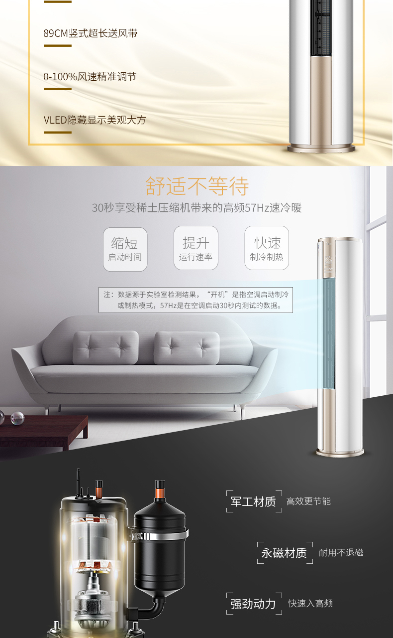 Midea/美的 KFR-72LW/WYDA2@ 3匹变频节能智能冷暖立式空调柜机
