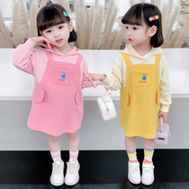 Girls dress 2022 spring and autumn new childrens foreign style baby pure cotton childrens long-sleeved sweater skirt qz