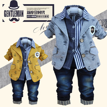 Baby children's clothing 2021 boy spring and autumn suit suit 1-2-3 year old baby long sleeve small suit set tide
