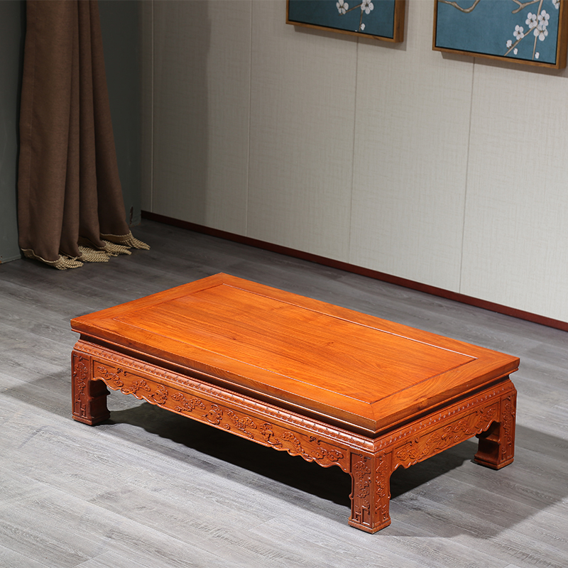 Flowers Pear Wood Kang Table Red Wood Short Table Kang A Few Square Tables Chinese Tatami Solid Wood Mobile Small Tea Table Window Table Table