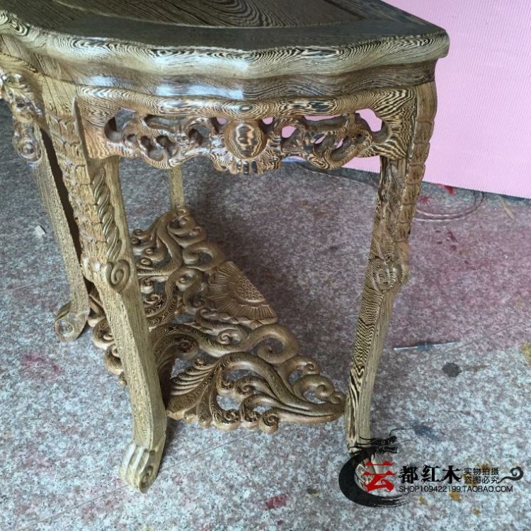 Cánh gà bằng gỗ hình bán nguyệt bàn gỗ gụ đồ nội thất hiên nhà hoa một số gỗ lê vàng châu Phi chạm khắc nửa mặt trăng nền tảng 0,8 m - Bàn / Bàn bàn ăn gỗ nguyên khối