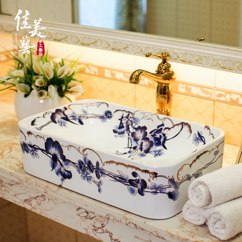 Chinese-style painted washbasin, washbasin, basin, basin, basin, retro art basin, creative bathroom bathroom 691