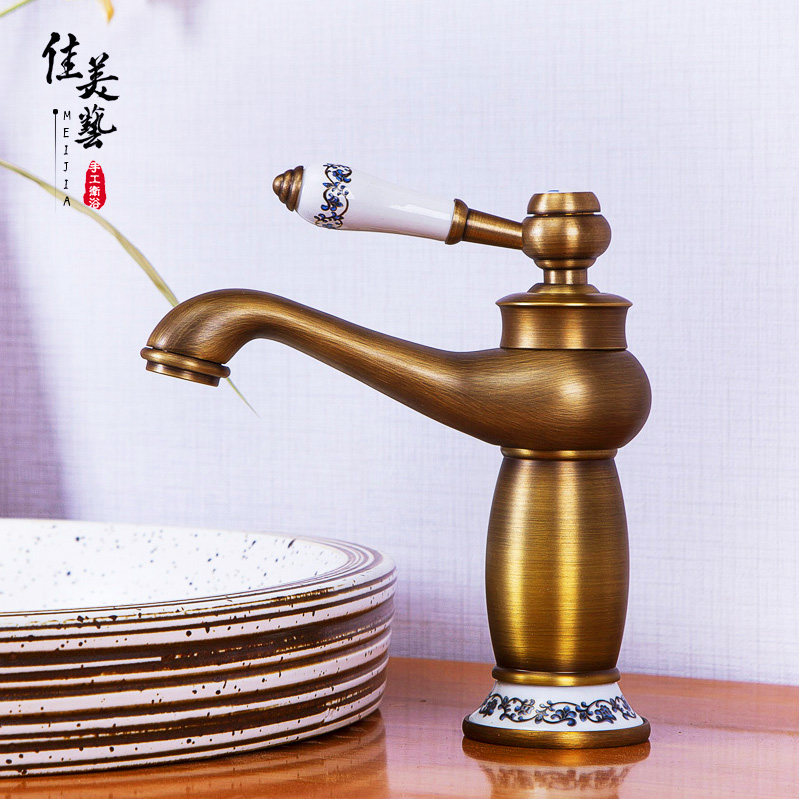 Beauty Jia dwarf antique European style tap hot and cold Taichung washbasin tap face basin bathroom copper tap 83
