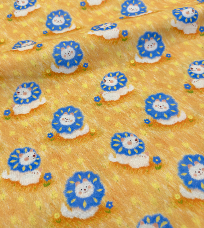 18Th District 18.24 Oil Painting Cartoon Lion Digital Pure Cotton Plain Fabric 1m Price 1.1m Width Handmade DIY Clothing