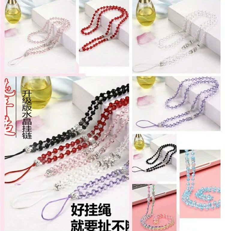 Tay điện thoại dây treo cổ nữ mô hình tinh thể lập hạt rhinestone lanyard điện thoại di động không khí dây oppovivo - Phụ kiện điện thoại di động
