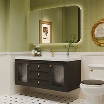 French retro style bathroom cabinet black bathroom cabinet washstand smart simple washbasin washbasin cabinet combination