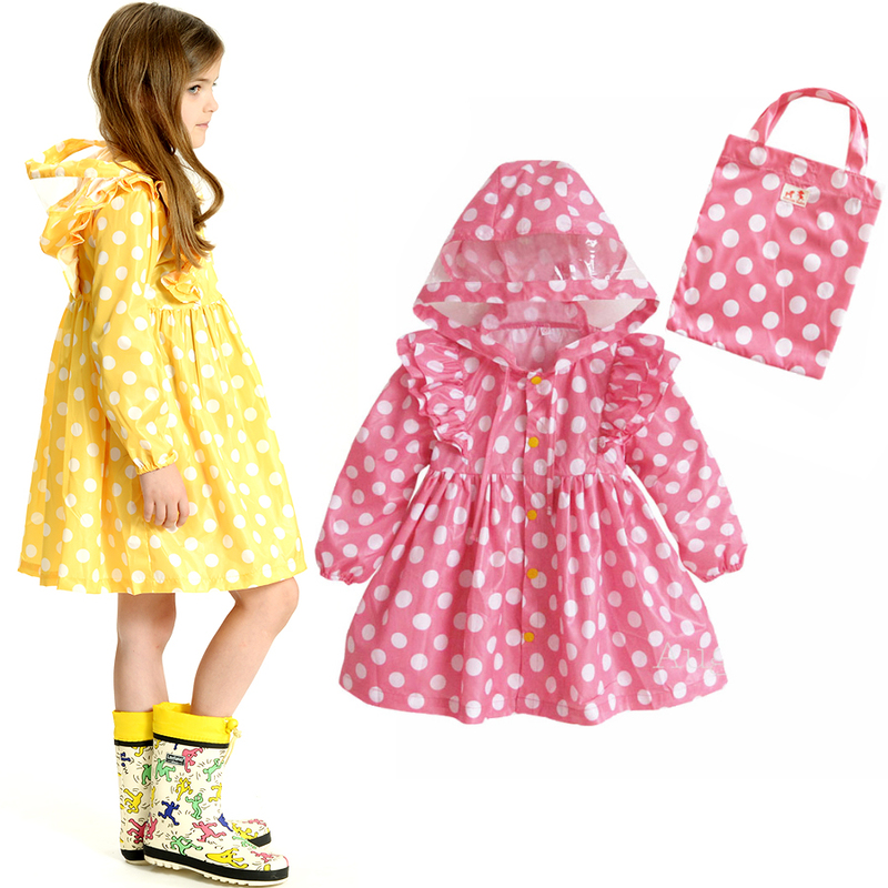 High-Quality Fashionable Children's Polka Dot Princess Raincoat with Ruffled Skirt for Girls, Students, and Kindergarten Children High-Quality Fashionable Children's Polka Dot Princess Raincoat with Ruffled Skirt for Girls, Students, and Kindergarten Children