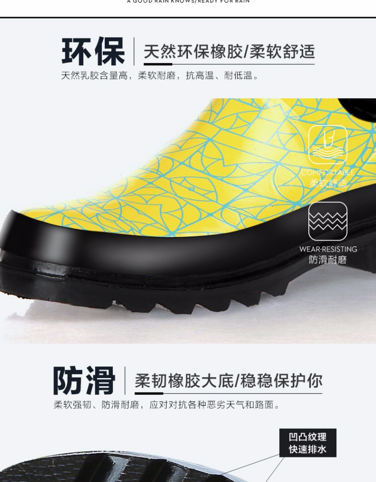 Giày cao su cao cấp 18 mùa xuân và mùa đông thời trang thủy triều đẹp trai mưa nữ ngắn ống thấp giúp giày đi mưa chống trượt giày không thấm nước giày chống nước đi phượt