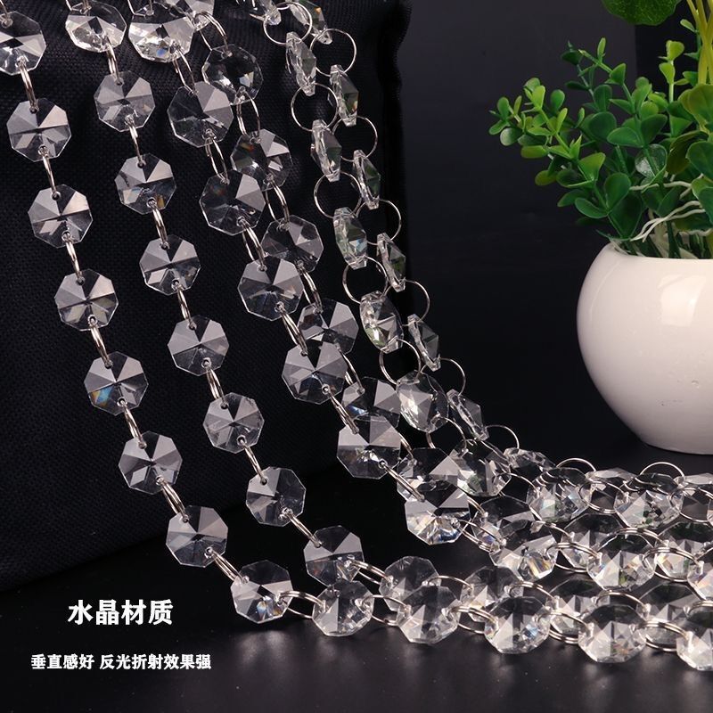 Wedding Crystal Octagonal Bead Curtain Decoration Props K9 Glass Bead String Bead Chain Lobby Decoration Crystal Bead Curtain