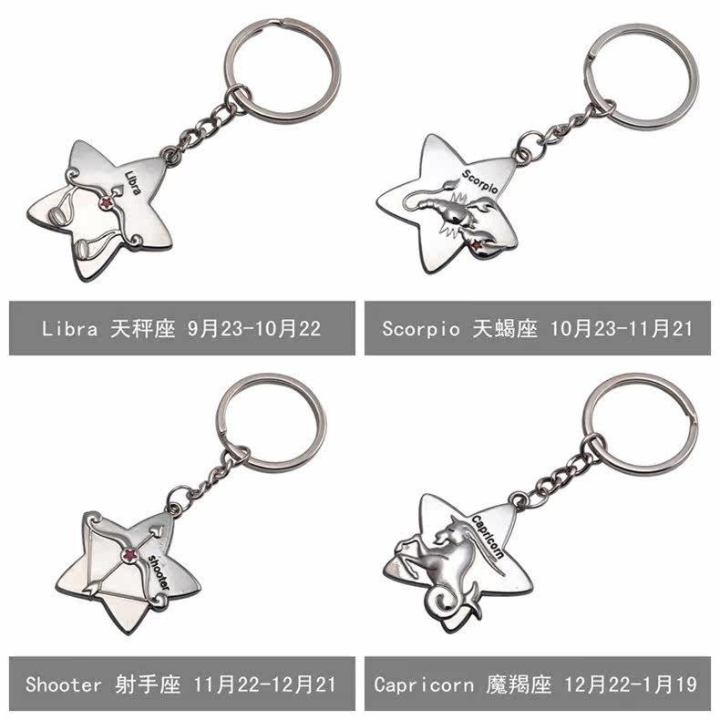 S18 Twelve Constellation Story Keychain 12 Constellation Personality Key Ring Men and Women Couple Birthday Gift Souvenir