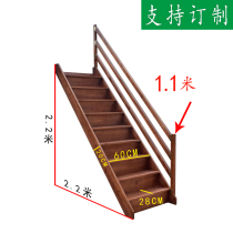 Wooden ladder household indoor widened wooden attic staircase compound stepping ladder solid wood simple anti-corrosion straight ladder