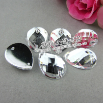 Rain drop water drop with hole hand slit drill 10 * 14mm Taiwan acrylic flat flat drilling wedding dress Diy double-hole water drilling material