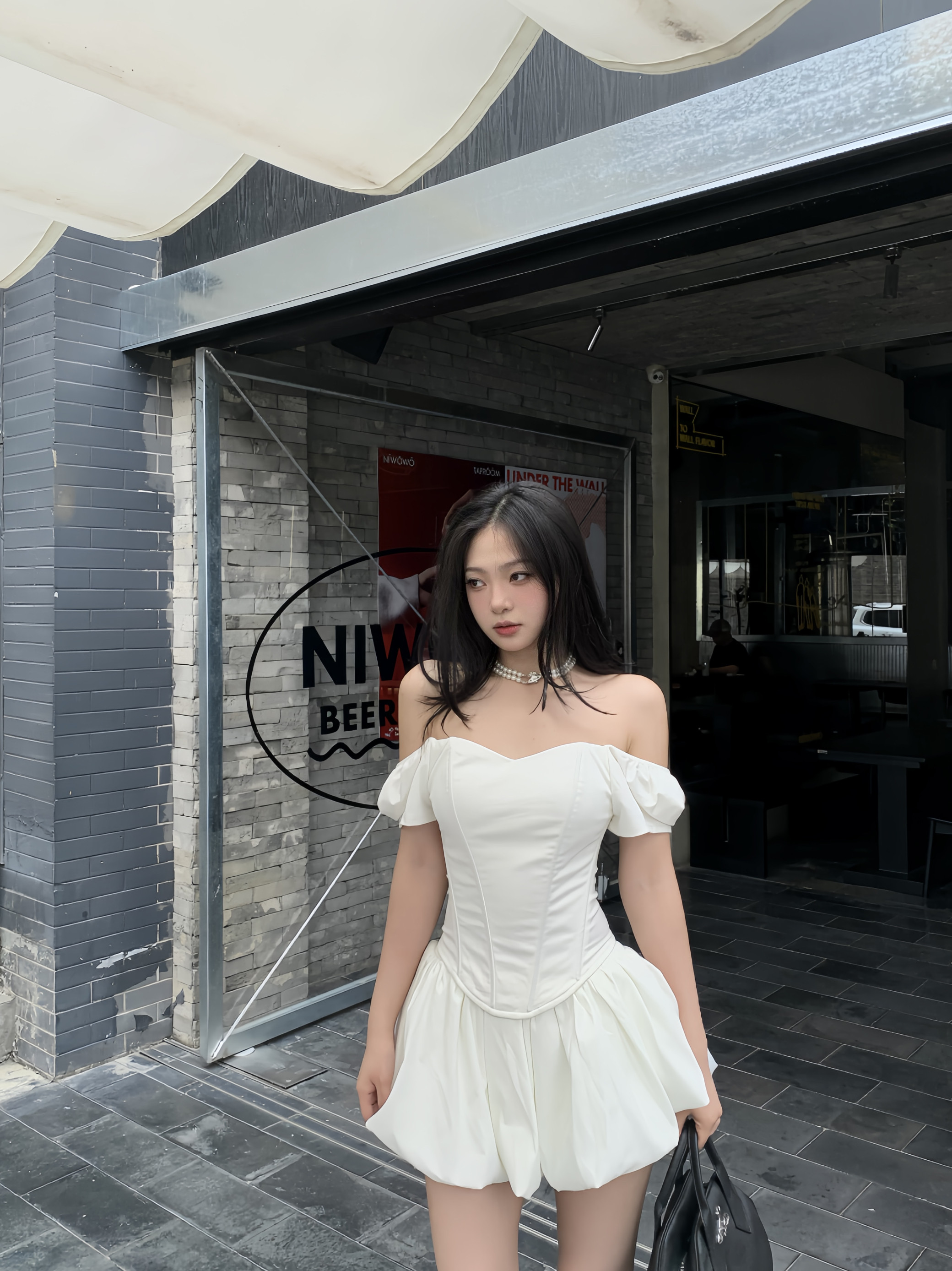 BYEMYPIE's elegant and sexy style: a three-dimensional fishbone waist-cinching strapless top and puffy skirt set for women.