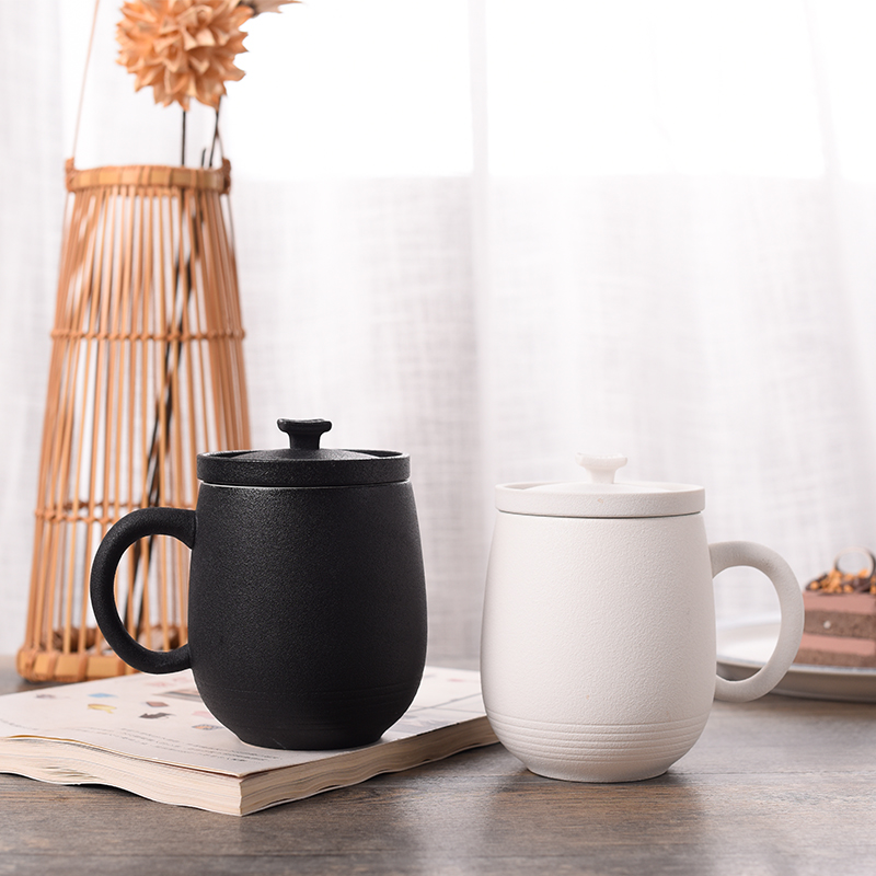 Creative office cup large - capacity glass ceramic move mark cup European couples cup with cover filter cup