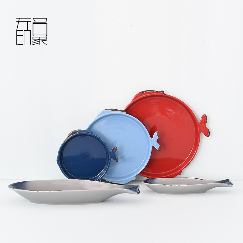 Creative ceramic fish dish home steamed fish dish ears fish dish hand - made Nordic restaurant move retro food dish