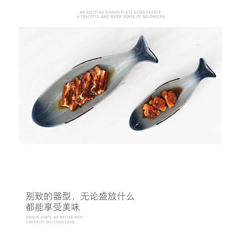Creative ceramic fish dish home steamed fish dish ears fish dish hand - made Nordic restaurant move retro food dish