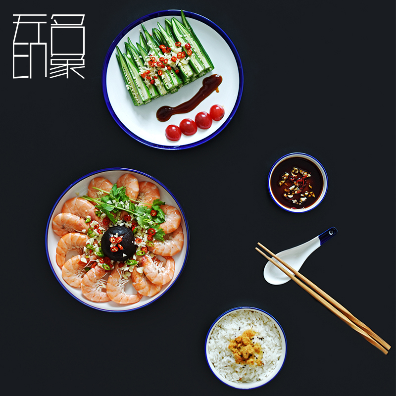 Unknown impression of household of Chinese style tableware individuality creative ceramic dishes contracted bowl dish suits for gift dishes