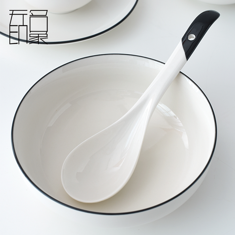 Unknown impression ceramic deep expressions using big spoon, large household long handle large porridge spoon to ultimately responds soup spoon, spoon, spoon