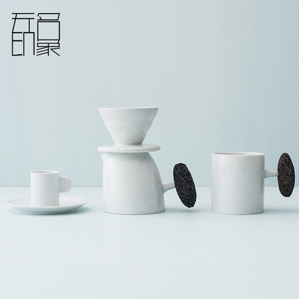 European style coffee cup hand grinding drip filter coffee set of creative ceramic household mark cup coffee cup set