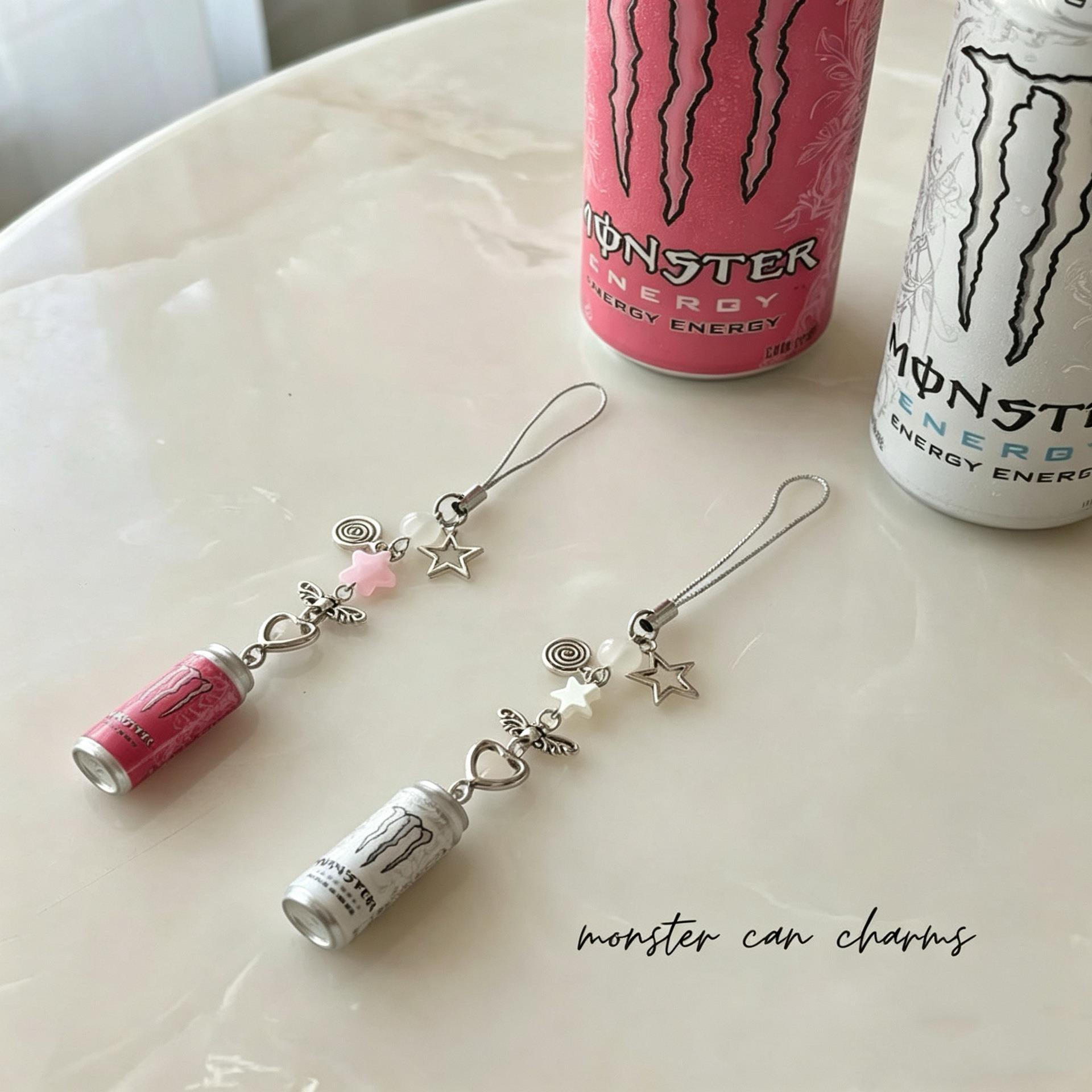 Cute cross-border pull-tab bow heart cola claw pendant beaded anime beverage chain