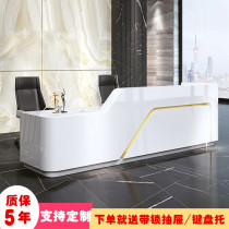  Company paint front desk Reception desk Curved bar Simple modern beauty salon cashier information desk counter customization