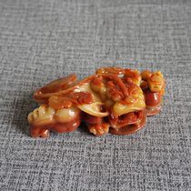 Huanglong Jade brave hand play pieces hand carved eggplant Mountain material overlord brave small ornaments