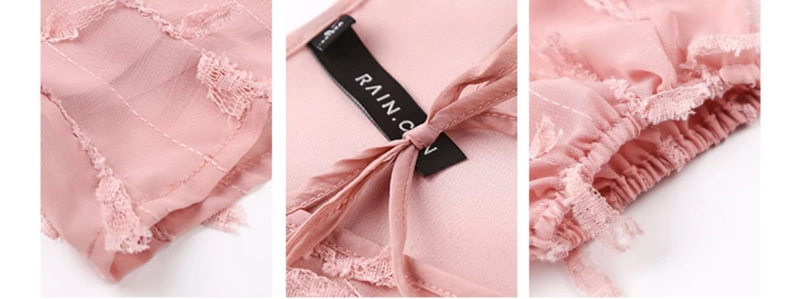 Ran và thuần xuân 2019 áo voan mới nữ dài tay lỏng lẻo phiên bản Hàn Quốc đã mỏng siêu mỏng ren ren - Áo sơ mi chiffon ren