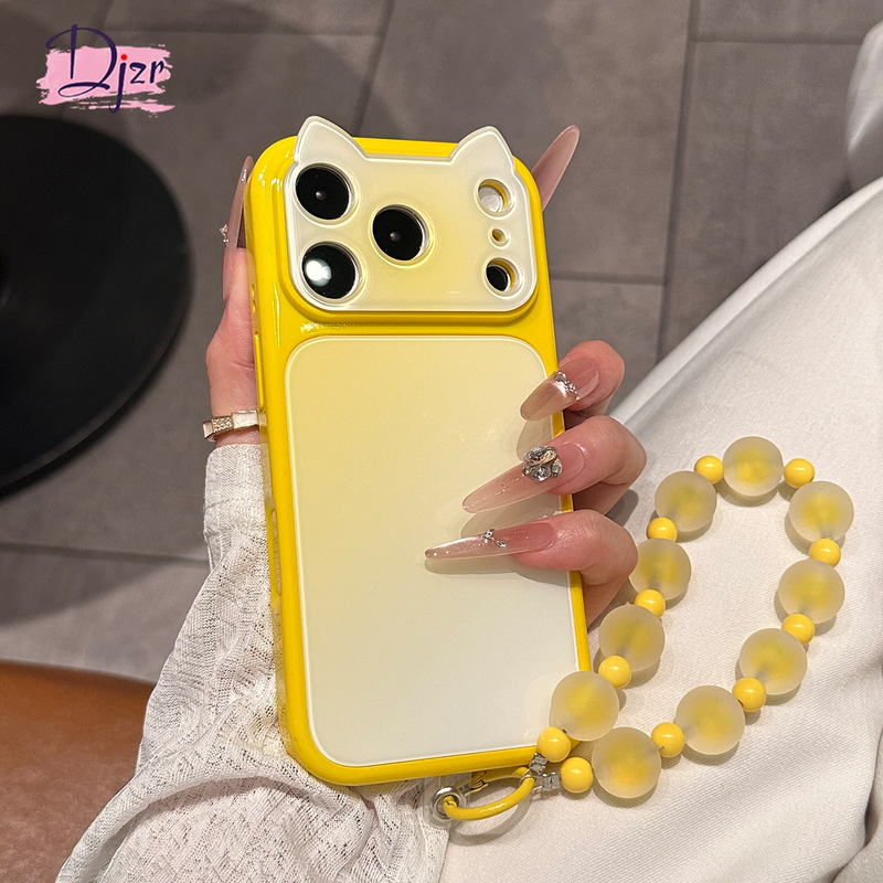 Djzr Suitable for iPhone 17 Pro Max Phone Case for Women, New Super Popular Cat Ear Yellow Case with Bracelet, Glass Apple 16 Pro Dopamine Gradient 15 Full-Cover Anti-Drop Protective Case Djzr Suitable for iPhone 17 Pro Max Phone Case for Women, New Super Popular Cat Ear Yellow Case with Bracelet, Glass Apple 16 Pro Dopamine Gradient 15 Full-Cover Anti-Drop Protective Case