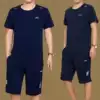 Middle-aged sports suit Men's summer short-sleeved shorts Father's Day pure cotton casual clothes for the elderly father's two-piece suit