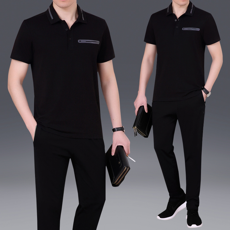 Men Casual Suit Dad Summer Clothing Short Sleeve T-shirt Men's Summer 2022 New Middle-aged Men's Clothing Sport Two Suits