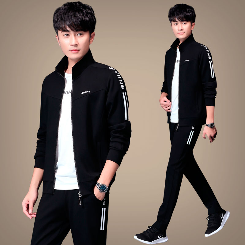 Casual sports suit Men's Korean version with handsome air 2022 new men's clothes Spring and autumn season Three sets of trends-Taobao