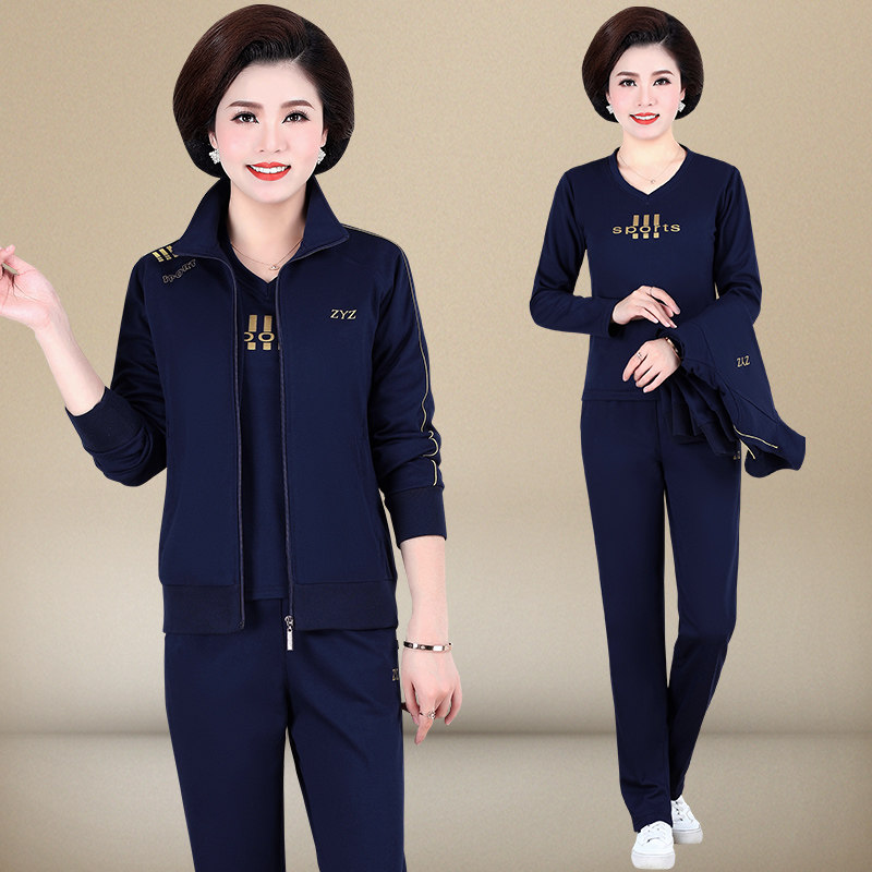 Middle Aged Mother Spring Autumn Dress Women Sports Suit 2021 New Coat 40 Year Old 50 Middle-aged Spring Clothes Suit