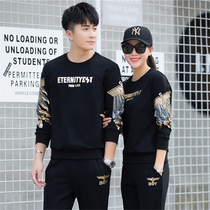 2021 new sweater suit mens spring thin round neck running casual couple sportswear two-piece womens spring and autumn