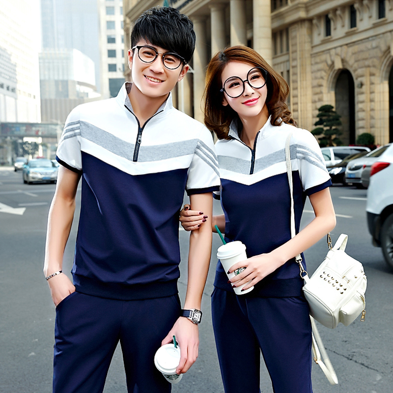 Couple sports suit for men and women Summer 2022 summer sports clothes men short sleeve long pants two sets of student summer clothes