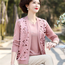 Mother Spring Summer Loaded With Clothes Middle-aged Woman Spring Dress Long Sleeve Foreign Jacket Mid Aged Beat Undershirt Two-piece Suit